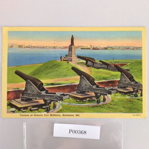 Cannon at Historic Fort McHenry Baltimore Maryland Vintage Linen Postcard 1953 - Picture 1 of 2